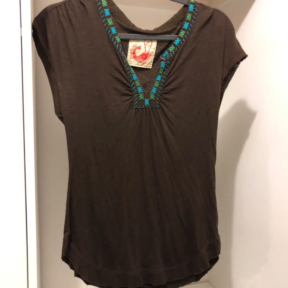 Free people brown embellished top